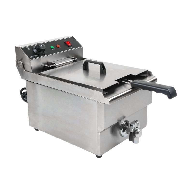 Professionelle Fritteuse 13L mit Ablass aus Edelstahl - Dynasteel Professionelle Fritteuse 13L mit Ablass aus Edelstahl - Dynasteel